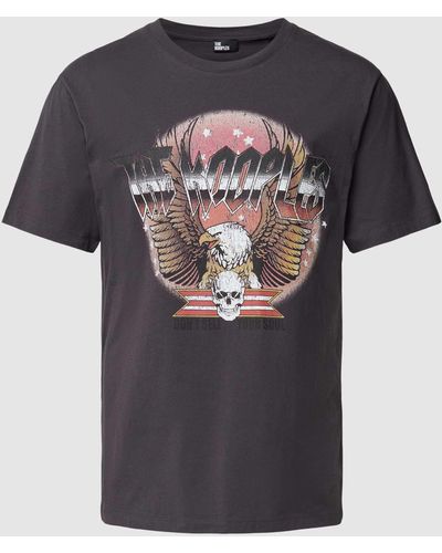 The Kooples T-shirt Met Label- En Motiefprint - Zwart