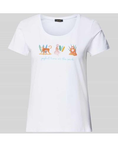 MORE&MORE T-Shirt mit Label-Print - Weiß