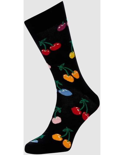 Happy Socks Socken mit Allover-Print Modell 'CHERRY' - Schwarz