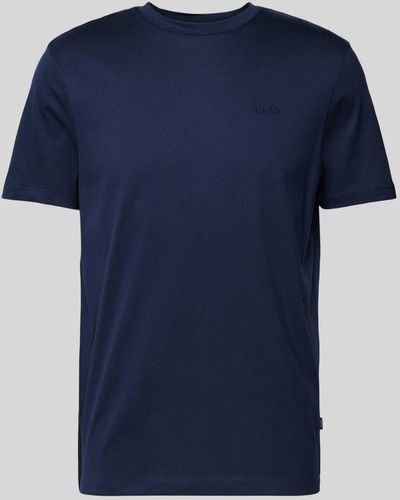 Joop! T-shirt Met Geribde Ronde Hals - Blauw