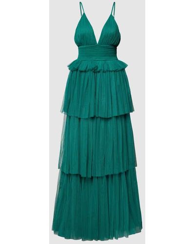 LACE & BEADS Abendkleid mit tiefem V-Ausschnitt - Grün