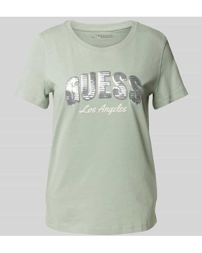 Guess T-Shirt mit Paillettenbesatz Modell 'SEQUINS' - Grün