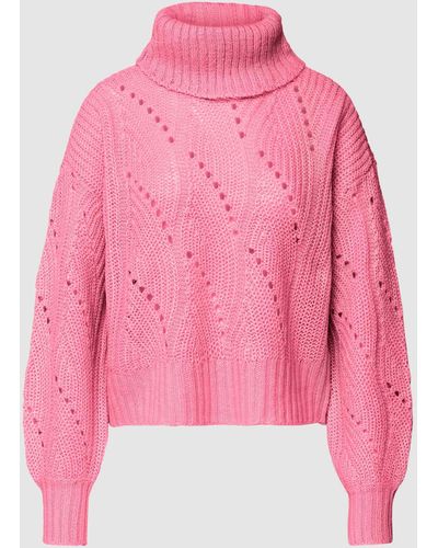 ONLY Rollkragenpullover mit Ajour-Muster Modell 'BEA' - Pink