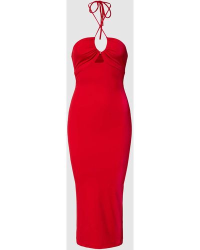 Bardot Midi-jurk Met Halter - Rood