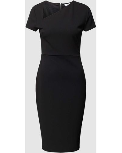 Calvin Klein Knielanges Kleid mit Label-Detail Modell 'SCUBA CREPE' - Schwarz