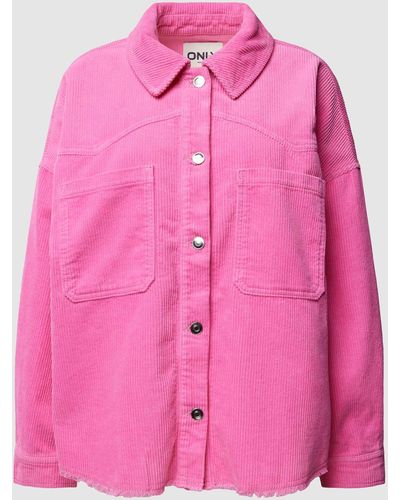 ONLY Oversized Hemdbluse aus Cord Modell 'LATY' - Pink
