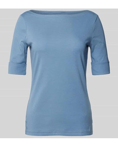 Lauren by Ralph Lauren T-Shirt mit U-Boot-Ausschnitt Modell 'JUDY' - Blau