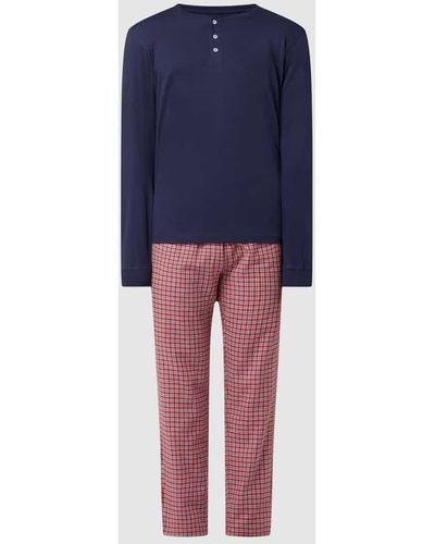 Seidensticker Pyjama mit Viskose-Anteil - Blau