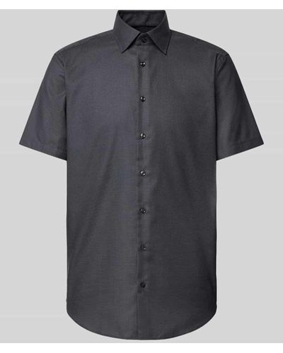 Christian Berg Men Regular Fit Business-Hemd mit fein strukturiertem Muster - Schwarz
