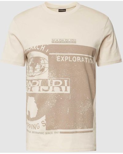 Napapijri T-shirt Met Labelprint Met Statement - Naturel