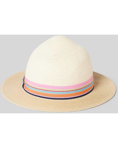 LOEVENICH Strohhut mit buntem Hutband Modell 'Fedora' - Pink