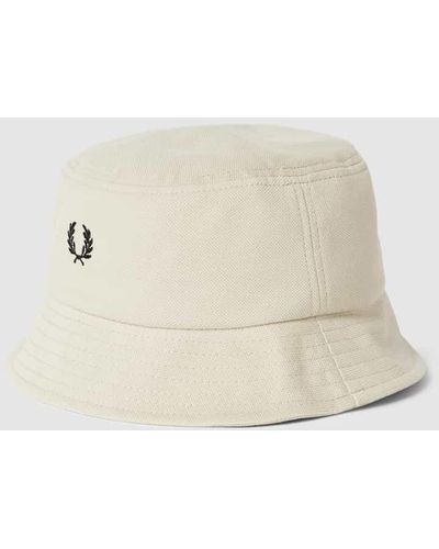 Fred Perry Bucket Hat mit Label-Stitching Modell 'Pique' - Natur