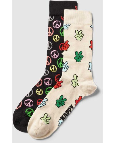 Happy Socks Sokken Met All-over Motiefprint - Naturel