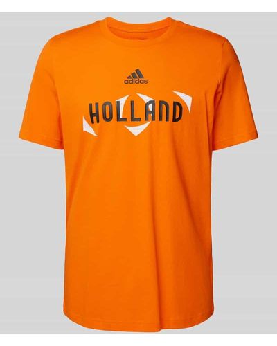 adidas T-Shirt mit Label-Print Modell 'HOLLAND' - Orange