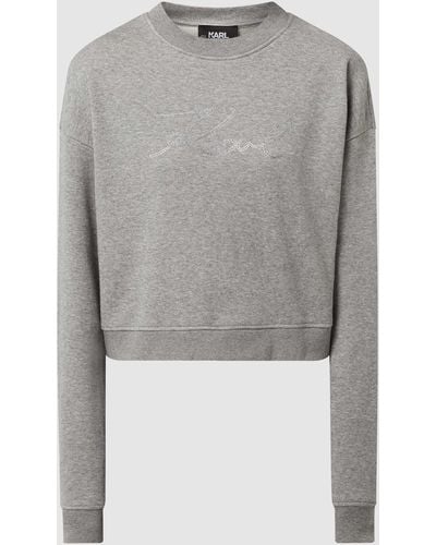 Karl Lagerfeld Cropped Sweatshirt mit Logo-Applikation - Grau