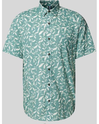 Lerros Slim Fit Freizeithemd mit Allover-Print - Grün