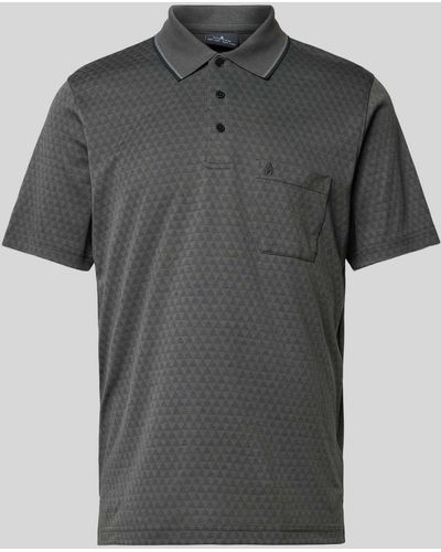 RAGMAN Regular Fit Poloshirt mit Allover-Muster - Grau