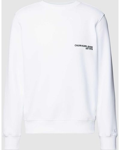 Calvin Klein Sweatshirt Met Label- En Motiefprint Op De Achterkant - Wit