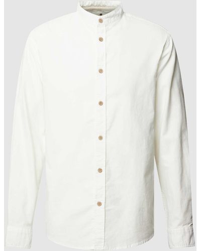 Anerkjendt Regular Fit Freizeithemd mit Stehkragen Modell 'LUKAS' - Weiß