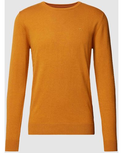 Tom Tailor Gebreide Pullover Met Labelstitching - Oranje