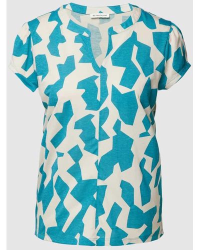 Tom Tailor T-Shirt mit Allover-Muster - Blau