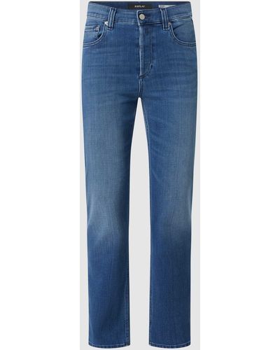 Replay Straight Fit High Rise Jeans Met Stretch - Blauw