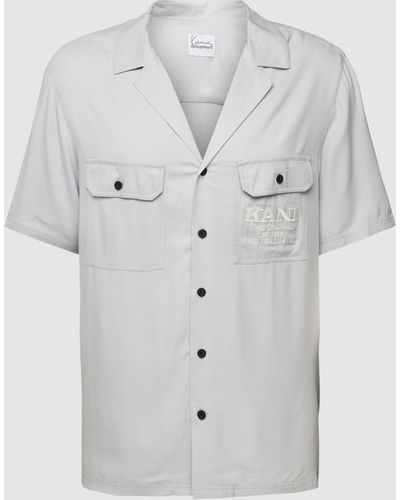 Karlkani Freizeithemd aus reiner Viskose mit Label-Stitching - P&C X Karl - Grau