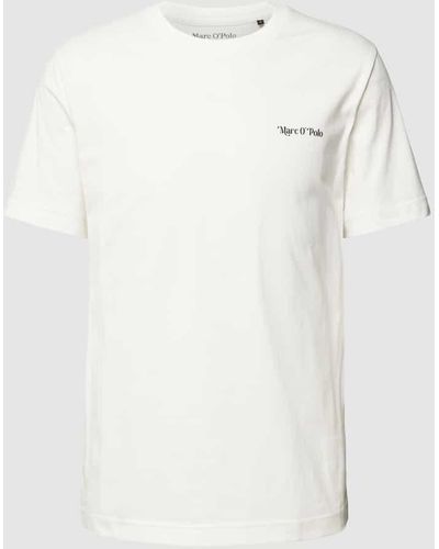 Marc O' Polo T-Shirt mit Rundhalsausschnitt und Label-Print - Weiß