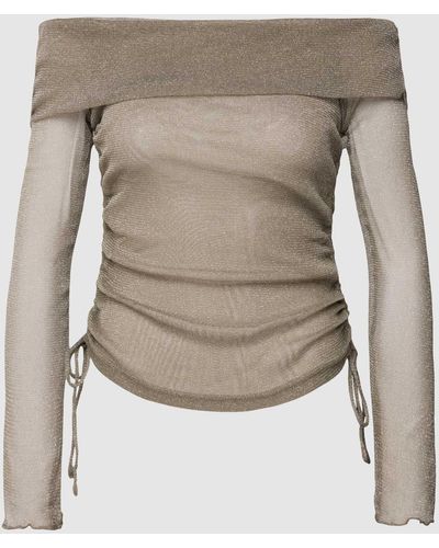 Gina Tricot Shirt Van Mesh Met Effectgaren - Naturel