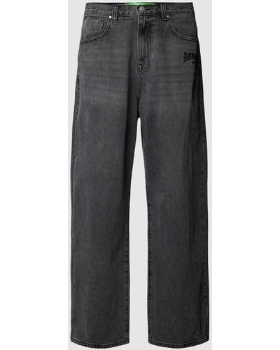 Review Jeans mit Label-Stitching - Grau