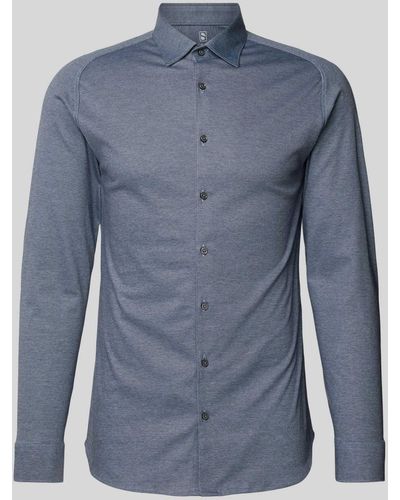 DESOTO Slim Fit Zakelijk Overhemd Met Kentkraag - Blauw
