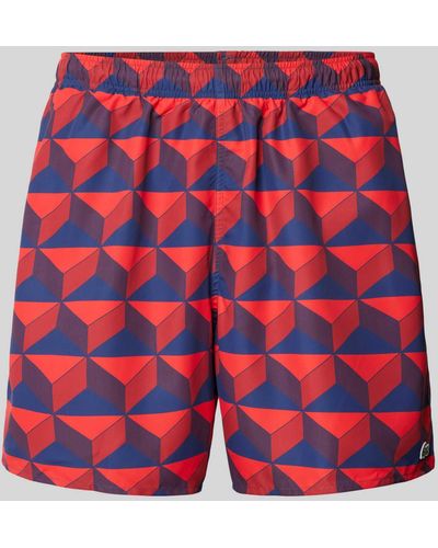 Lacoste Shorts mit Allover-Muster - Rot