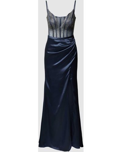 Luxuar Abendkleid mit tiefem V-Ausschnitt - Blau