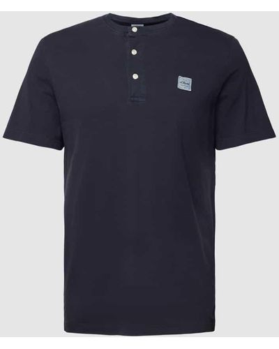 S.oliver T-Shirt mit kurzer Knopfleiste Modell 'Serafino' - Blau