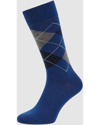 Burlington Socken aus Schurwollmischung Modell 'Edinburgh' - Blau