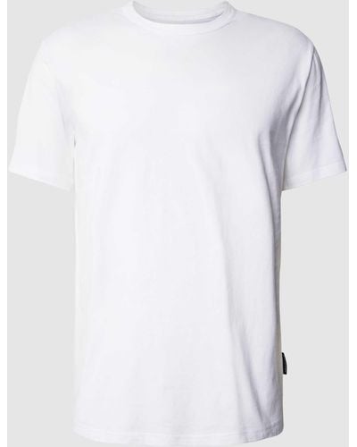 Marc O' Polo T-Shirt mit geripptem Rundhalsausschnitt - Weiß