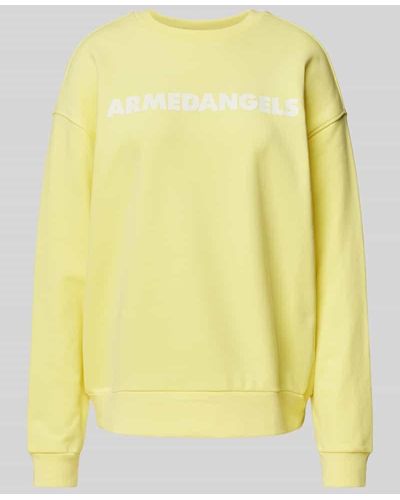 ARMEDANGELS Sweatshirt mit Label-Print Modell 'AARIN' - Gelb