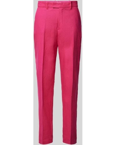 Mango Slim Fit Bundfaltenhose aus Leinen mit Gesäßtaschen - Pink