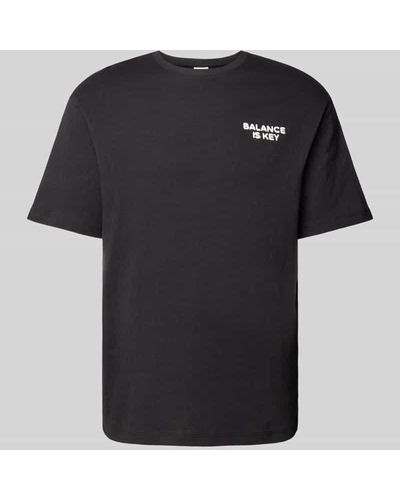 SELECTED T-Shirt mit Statement-Print - Schwarz