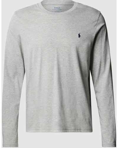 Polo Ralph Lauren Katoenen Shirt Met Lange Mouwen En Labelstitching - Grijs