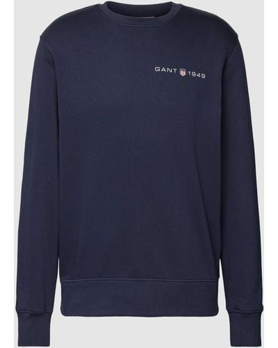 GANT Sweatshirt Met Labelprint - Blauw
