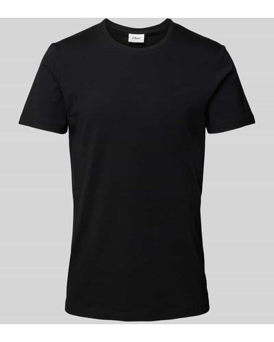 s.Oliver BLACK LABEL T-Shirt mit Rundhalsausschnitt - Schwarz