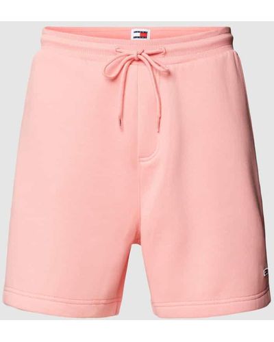 Tommy Hilfiger Regular Fit Sweatshorts mit Logo-Stitching Modell 'BEACH' - Pink
