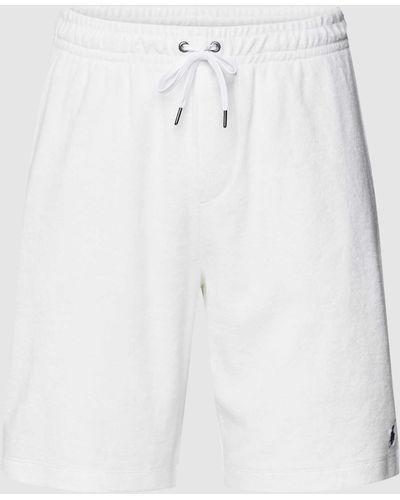 Polo Ralph Lauren Sweatshorts mit Allover-Muster Modell 'ATHLETIC' - Weiß