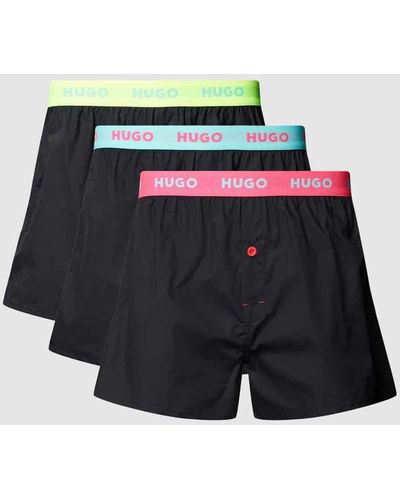HUGO Boxershorts mit elastischem Label-Bund im 3er-Pack - Blau