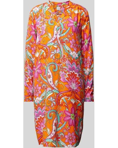 Emily Van Den Bergh Knielanges Kleid mit Paisley-Muster - Orange
