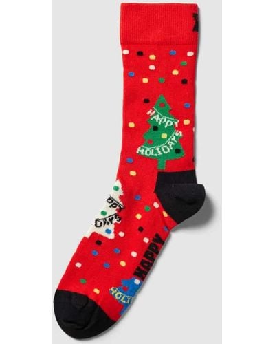 Happy Socks Socken mit Allover-Muster Modell 'Happy Holidays' - Rot
