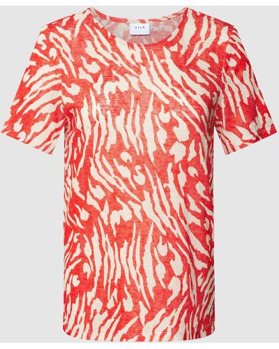 Vila T-Shirt mit Allover-Muster Modell 'SANJAY' - Rot