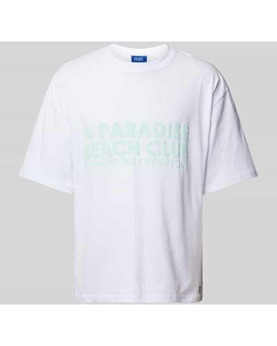 Pequs Oversized T-Shirt mit Label-Print - Weiß