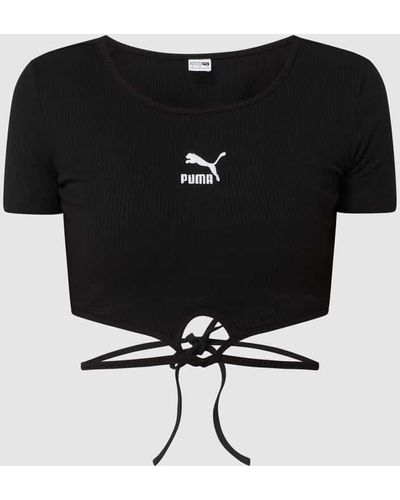 PUMA PERFORMANCE Cropped T-Shirt mit Logo-Stickerei - Schwarz